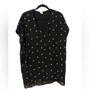 By Together Black/ Gold Star Oversized‎ Tunic/Mini Dress  with pockets Size S